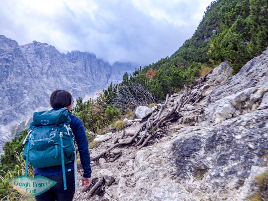 cliff-side walk section lake sorapis hike cortina d'ampezzo dolomites italy - laugh travel eat-4
