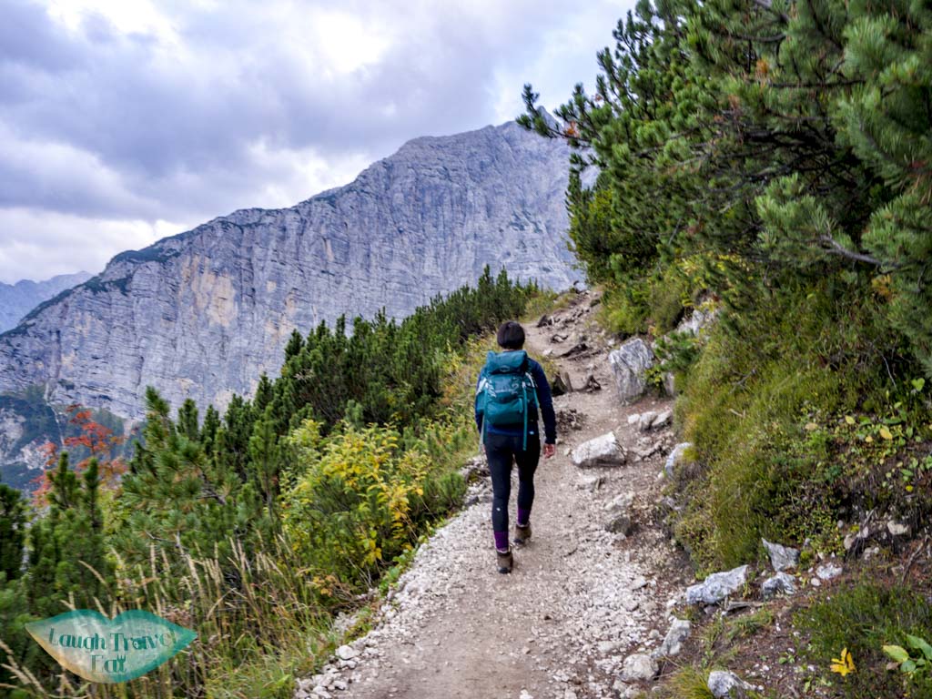 cliff-side walk section lake sorapis hike cortina d'ampezzo dolomites italy - laugh travel eat