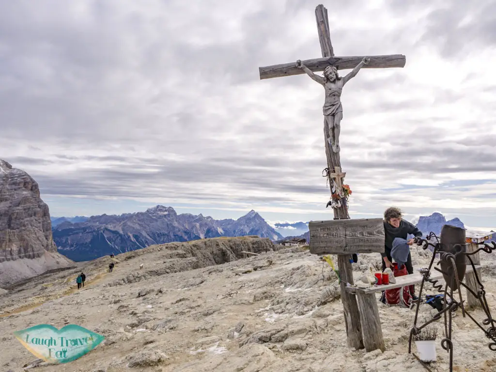 cross on austria troops way lagazuoi cortina d'ampezzo italy - laugh travel eat