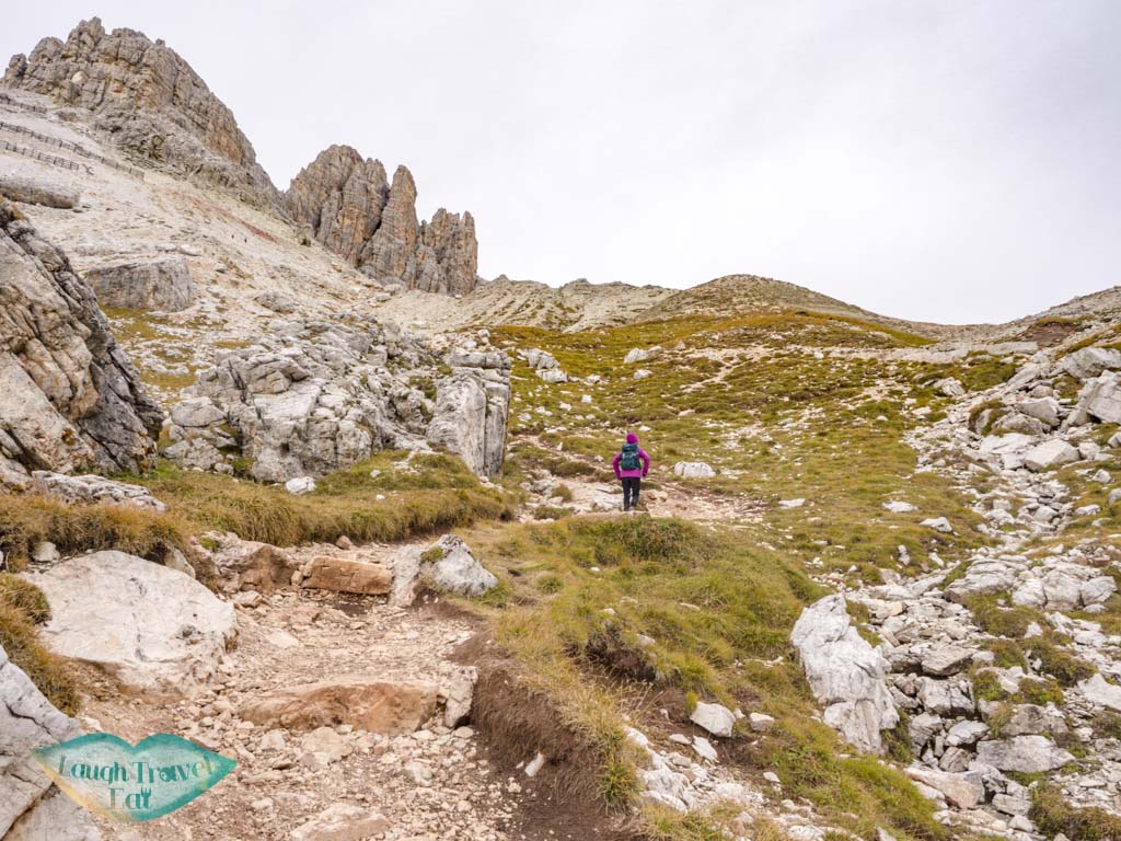 going up Forcella Travenanzes lagazuoi cortina d'ampezzo italy - laugh travel eat