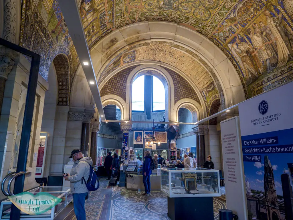 inside kaiser wilhem memorial inside berlin germany - laugh travel eat