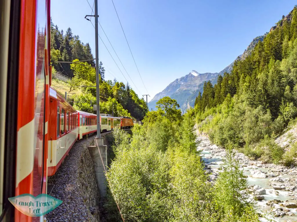 train towards Zermatt Switzerland - laugh travel eat