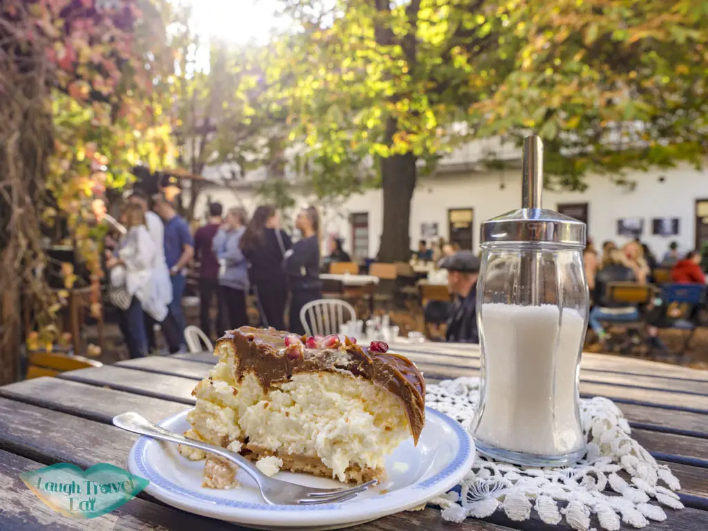 cheese cake at mlekowoz jewish quarter krakow poland - laugh travel eat