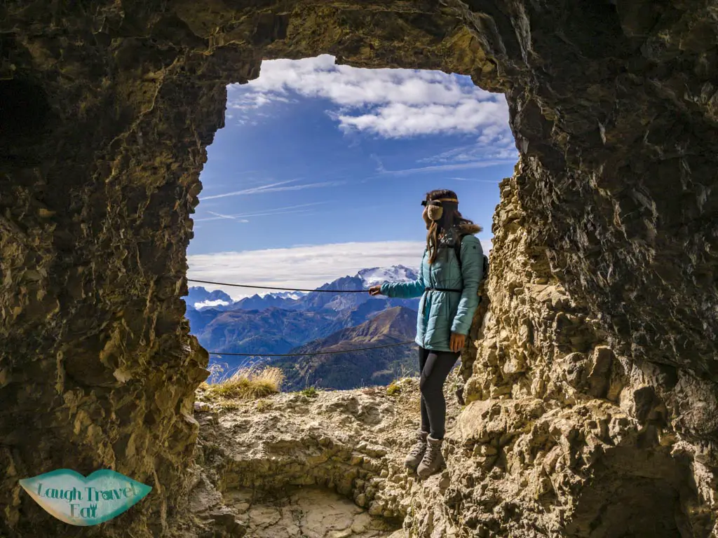 inside the tunnel lagazuoi cortina d'ampezzo italy - laugh travel eat