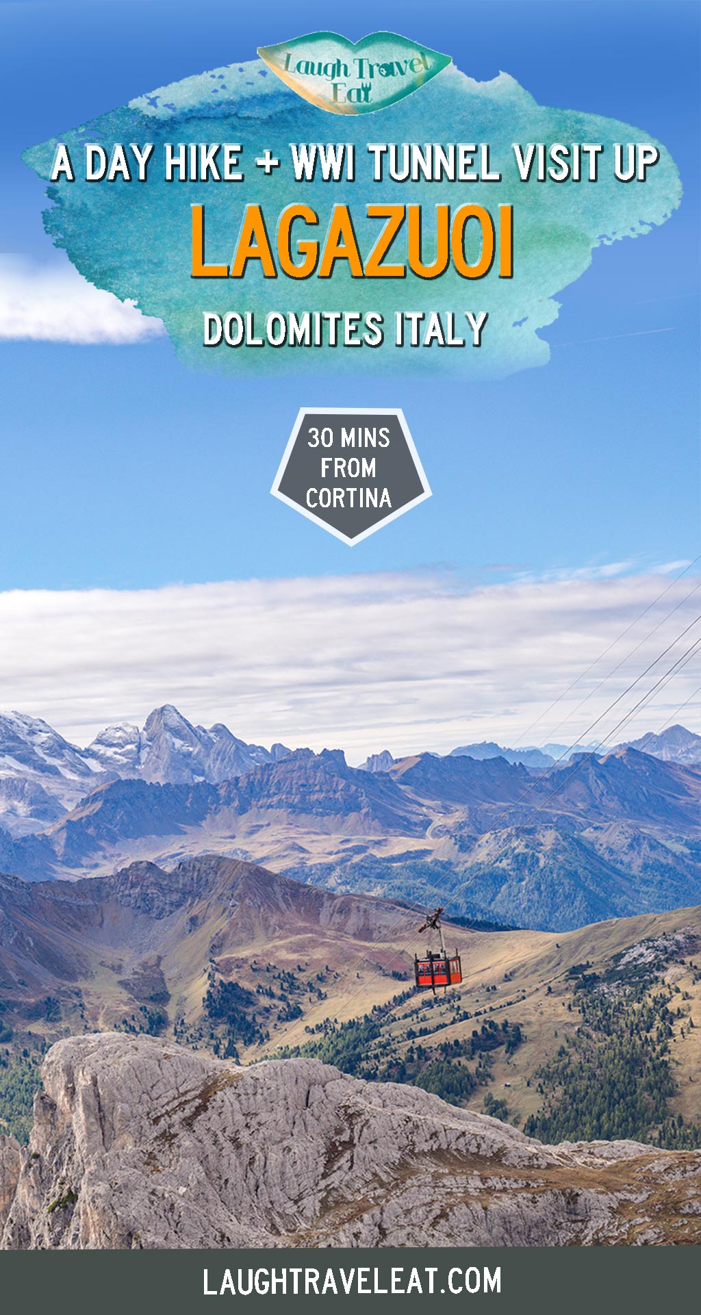 The Lagazuoi is one of the best day hikes from Cortina d’Ampezzo in the Italian Dolomites. While the view is undeniably spectacular, it is more famous for its historical significance during WWI. Here’s how to do a day hike there: #dolomite #italy #lagazuoi #hike