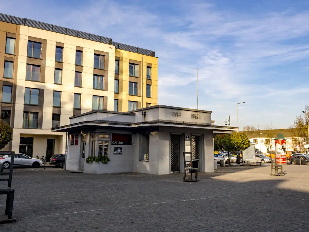 old guardhouse for jewish ghetto hero square krakow poland - laugh travel eat