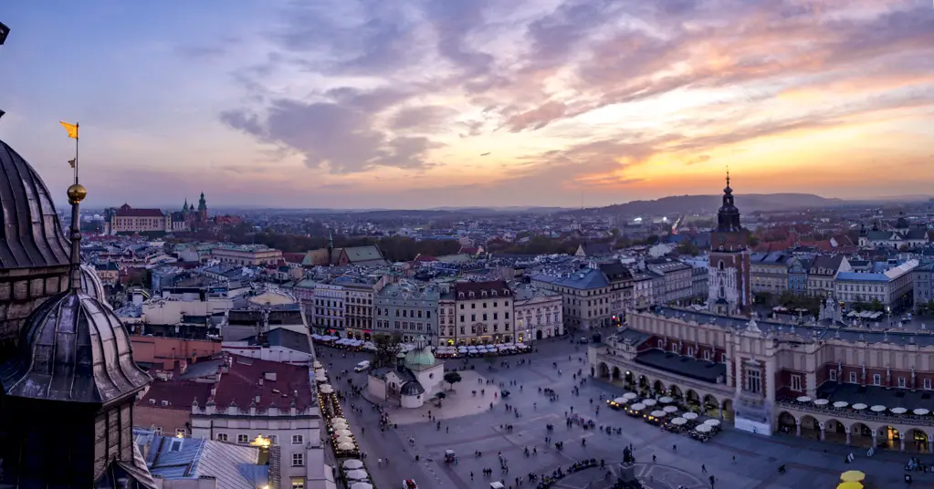 panoramic view from tower st mary's bascilica krakow poland - laugh travel eat