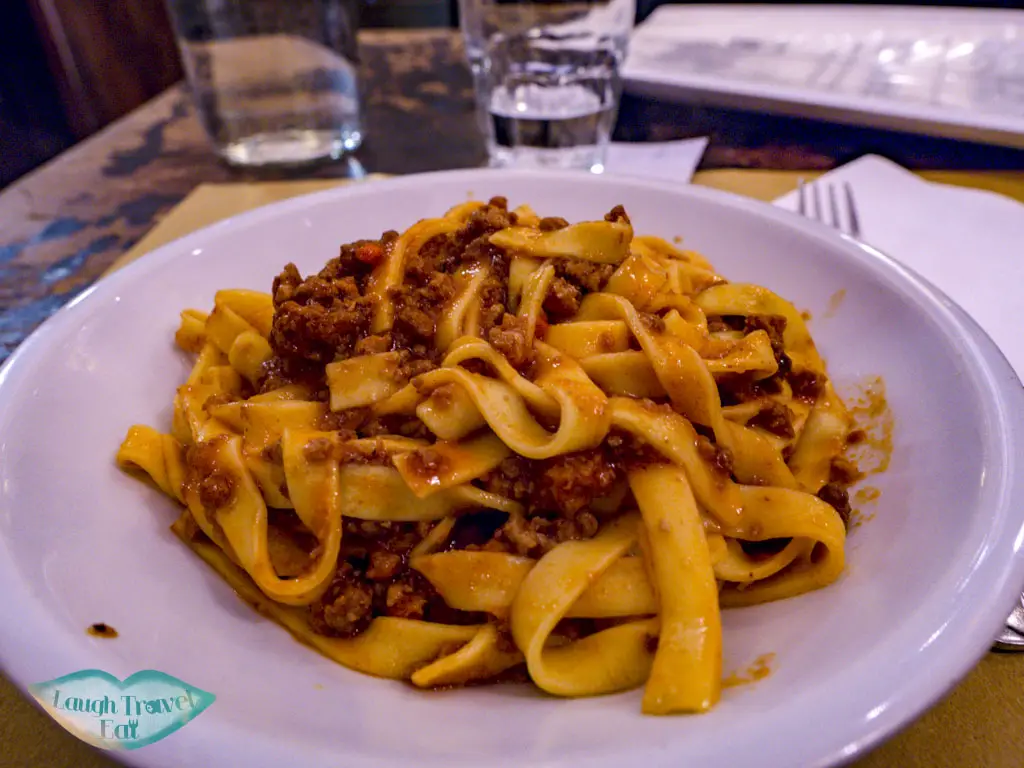 tagliatelle ragu osteria dell'orsa bologna italy - laugh travel eat