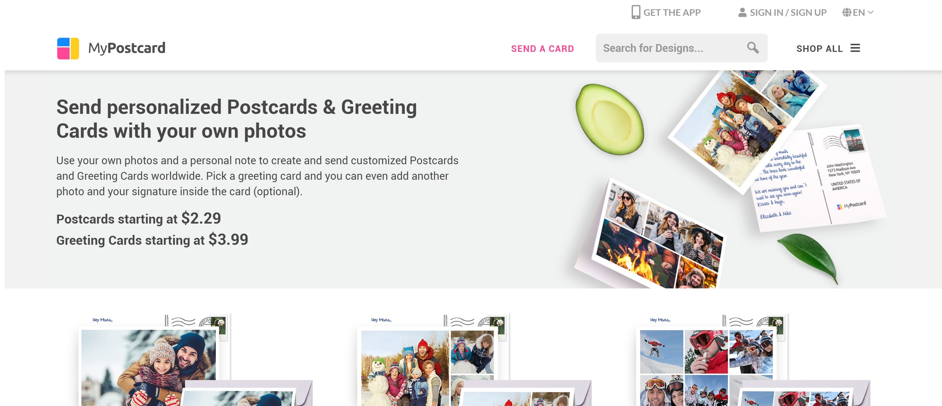mypostcard main page