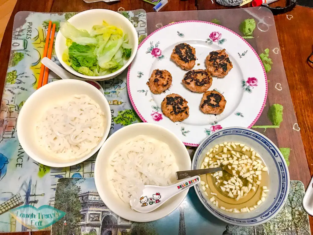 bun cha vietnamese food recipe - laugh travel eat