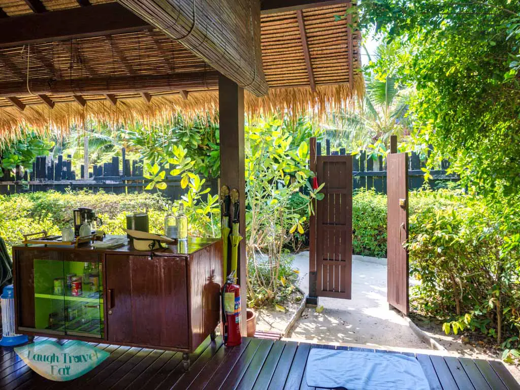 entrance and terrace of villa zeavola koh phi phi thailand - laugh travel eat