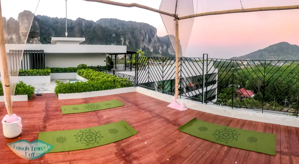 sunrise yoga set up anana ecological resort ao nang krabi thailand - laugh travel eat