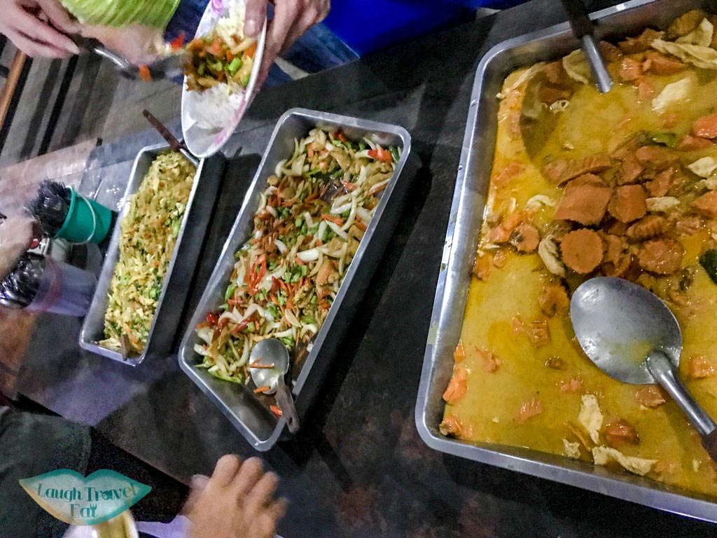 buffet dinner smiley lake house cheow lan lake khao sok thailand - laugh travel eat