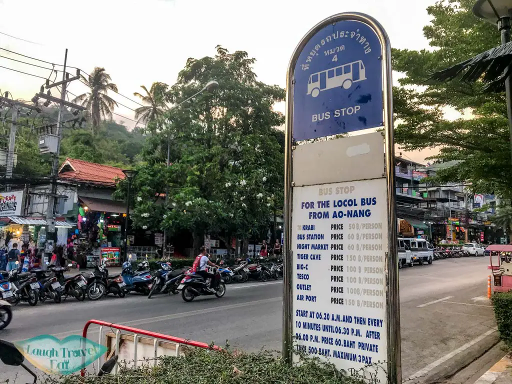 bus stop ao nang krabi thailand - laugh travel eat