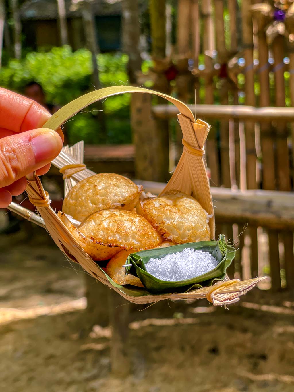 coconut pancake khao pang cheow lan lake khao sok thailand - laugh travel eat