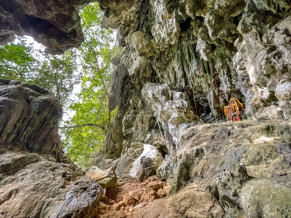 entrance coral cave afternoon nature hike chiew larn lake khao sok national park Thailand - laugh travel eat