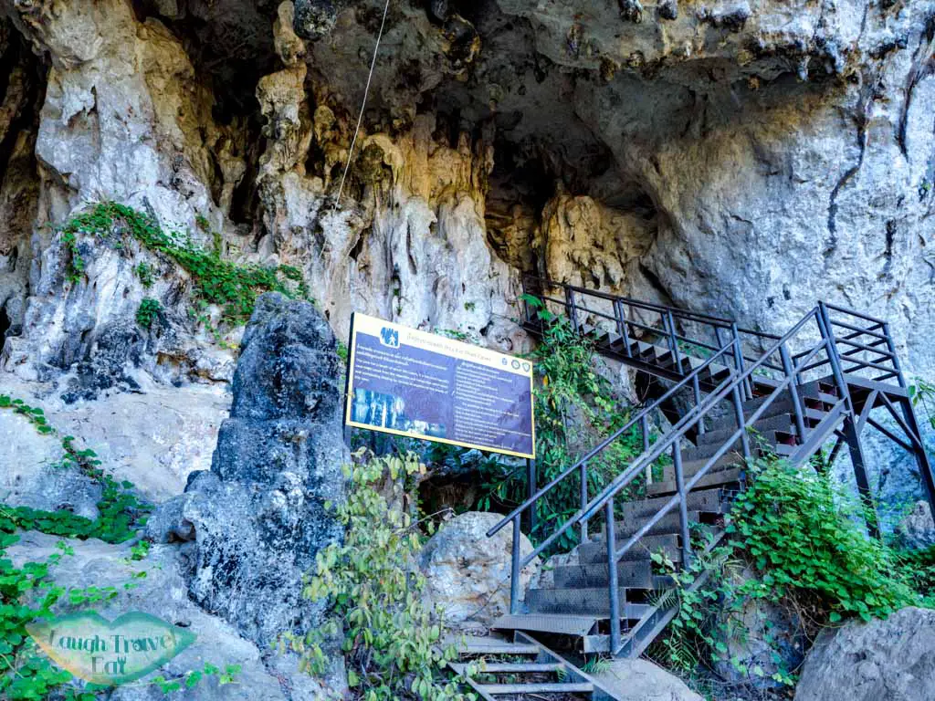 entrance to Pra Kay Petch Cave cheow lan lake khao sok thailand - laugh travel eat