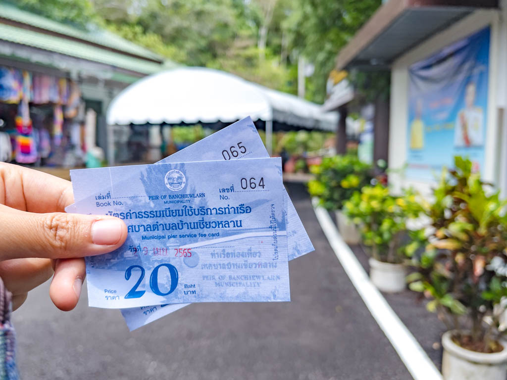 ferry tickets pier at Ratchaprapha Dam chiew larn lake khao sok national park Thailand - laugh travel eat