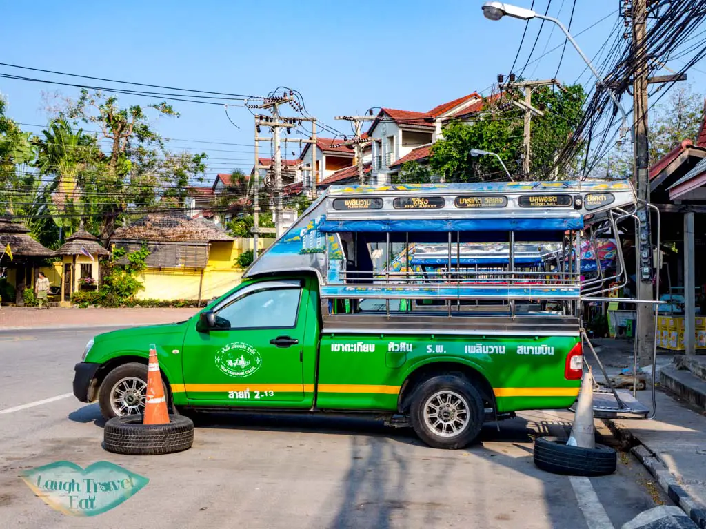 green songthaew hua hin thailand - laugh travel eat