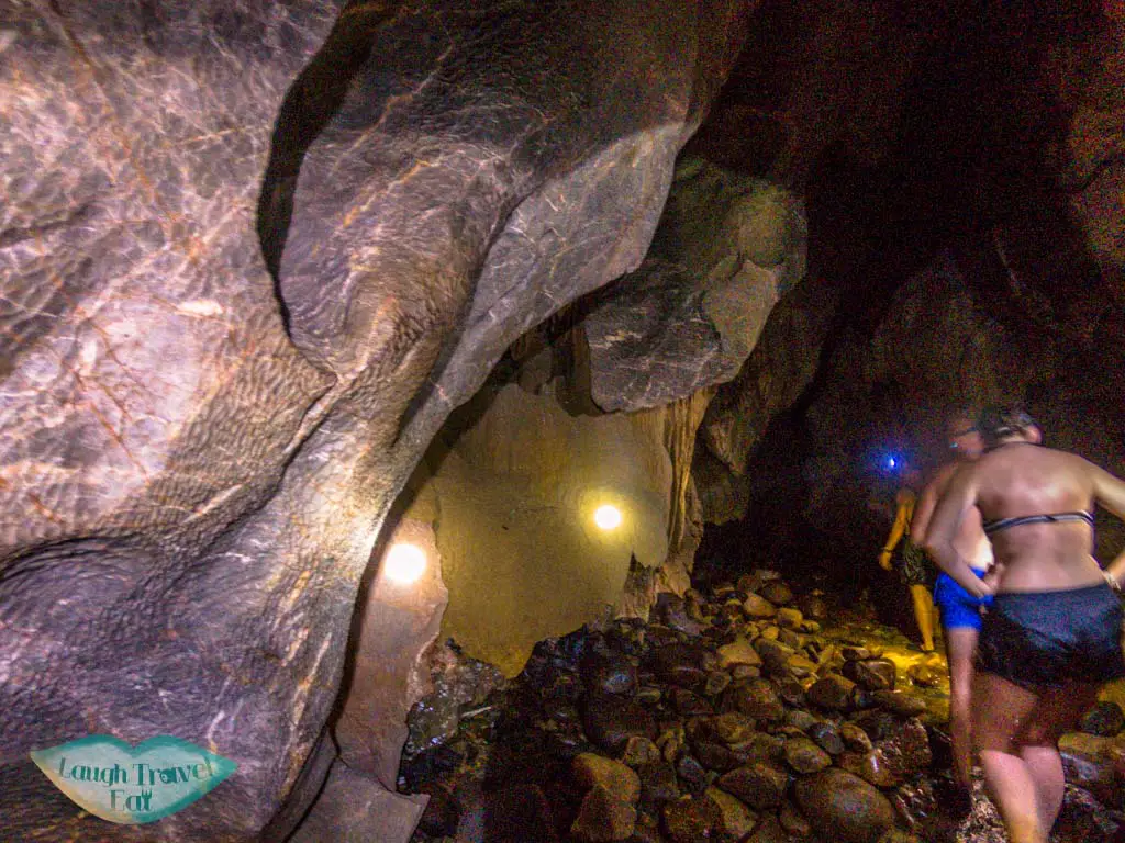 inside nam talu cave longtail boat cheow lan lake khao sok thailand - laugh travel eat