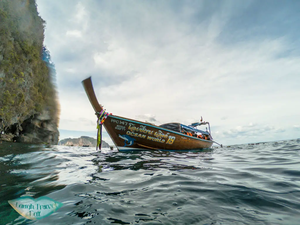 longtail boat tour koh phi phi thailand - laugh travel eat
