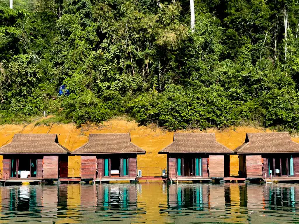 luxury cheow lan lake khao sok floating bungalow khao sok thailand - laugh travel eat