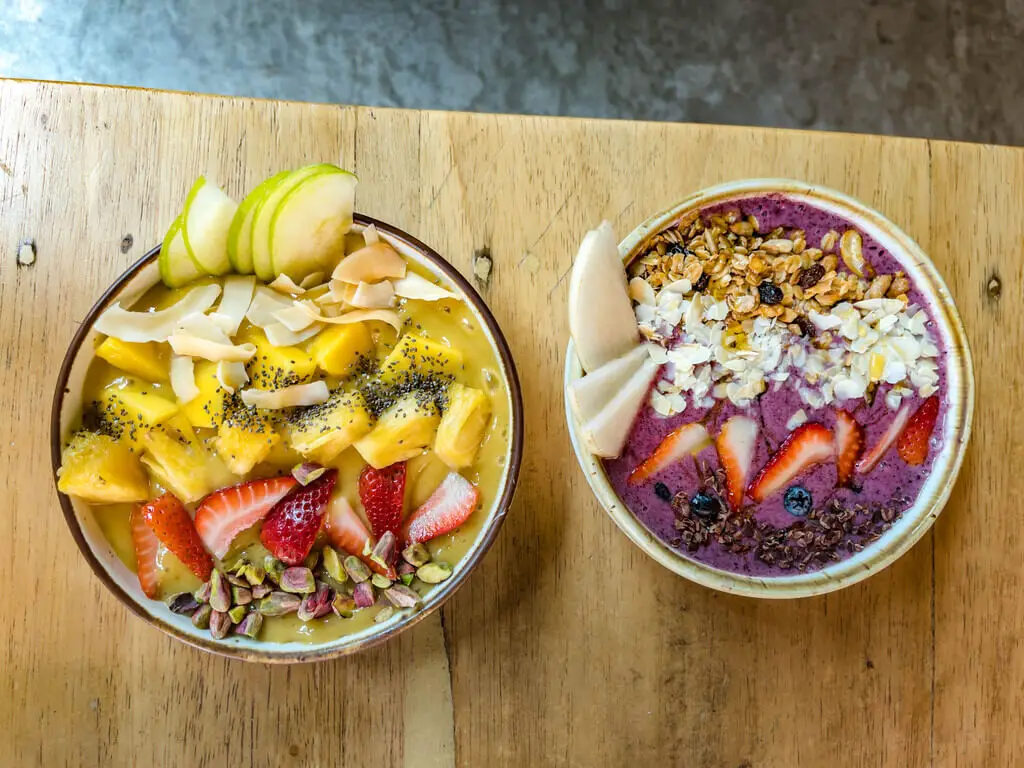 smoothie bowls at cafe 8.98 ao nang krabi thailand - laugh travel eat