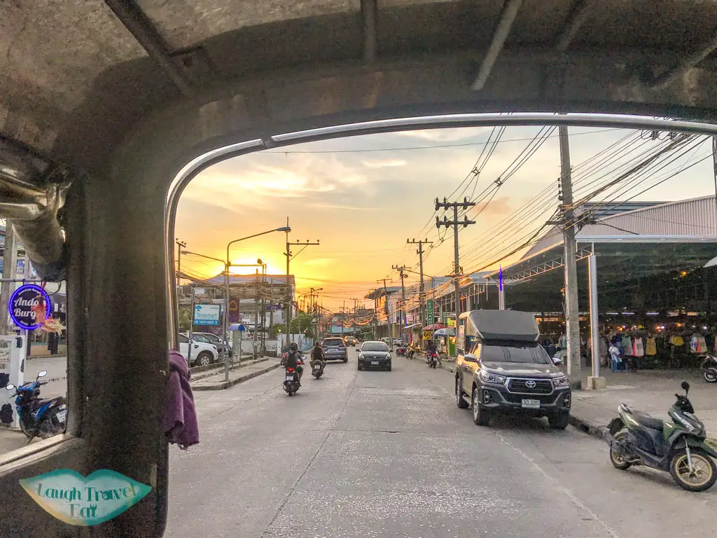 songthaew mingalaba road trip koh phangan thailand - laugh travel eat