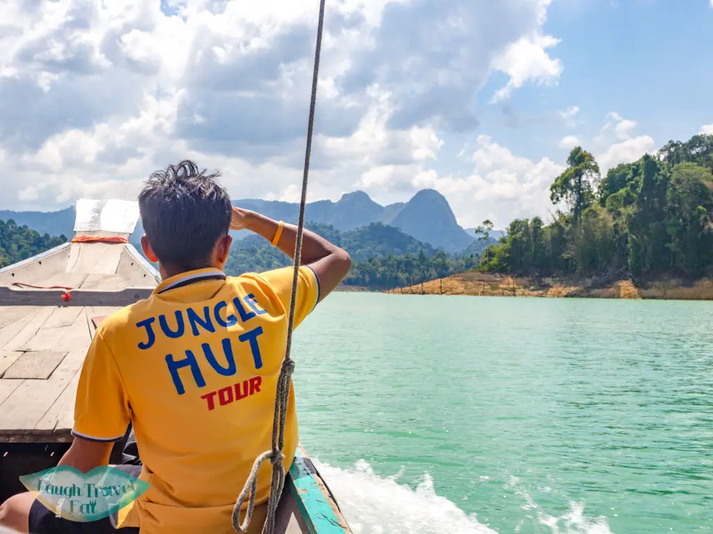 to nam talu cave longtail boat cheow lan lake khao sok thailand - laugh travel eat