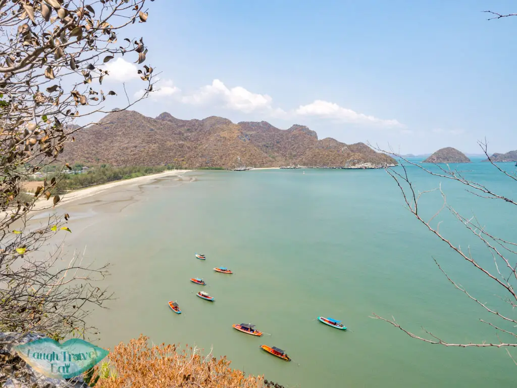 view of beach hike up to Phraya Nakhon Cave khao sam roi yat national park hua hin thailand - laugh travel eat