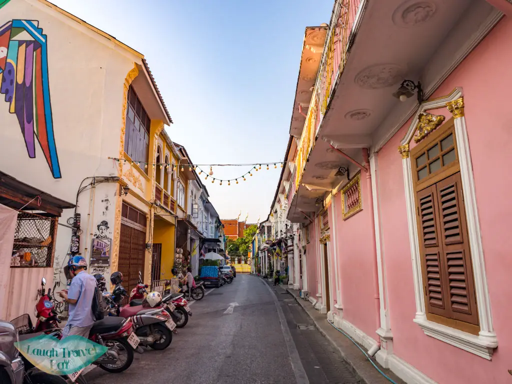 pink street phuket town thailand - laugh travel eat