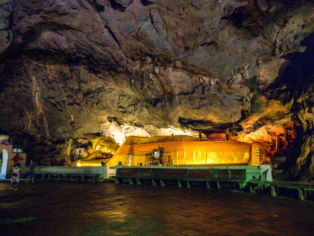 reclining buddha tham khao luang cave phetchaburi hua hin thailand - laugh travel eat