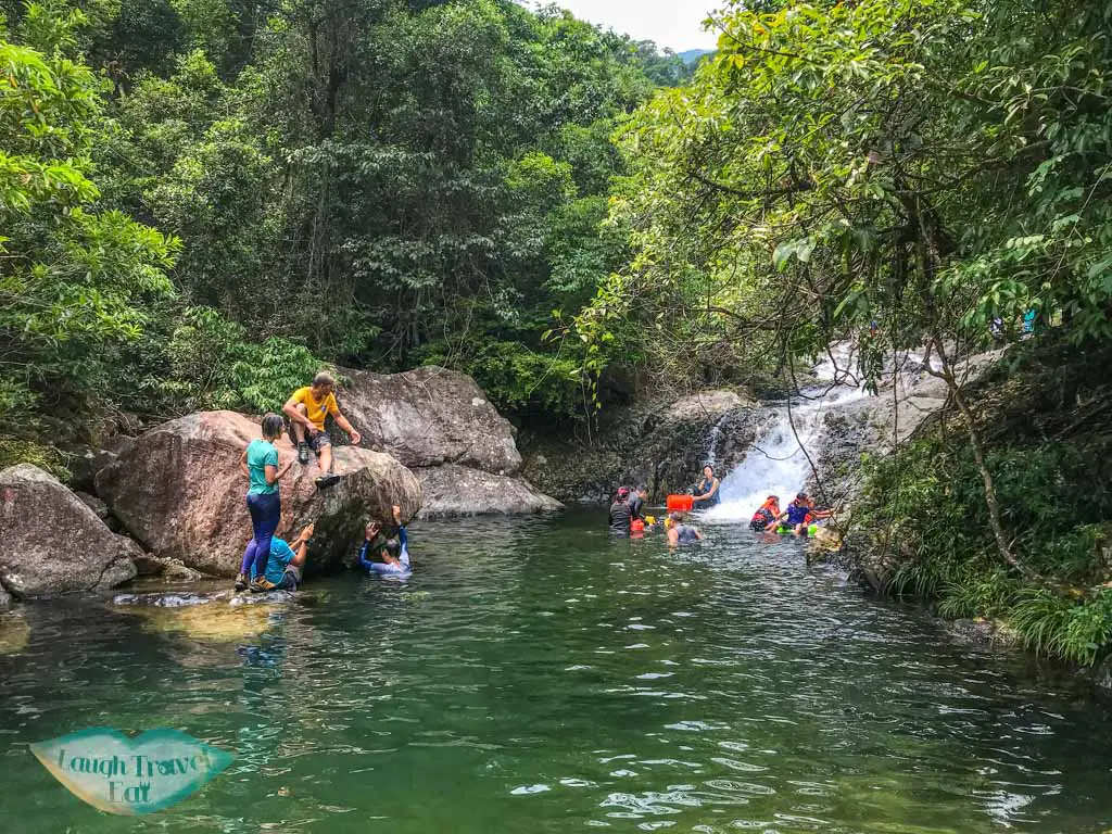 waterfalls at end of second stretch of tai shing stream hong kong - laugh travel eat