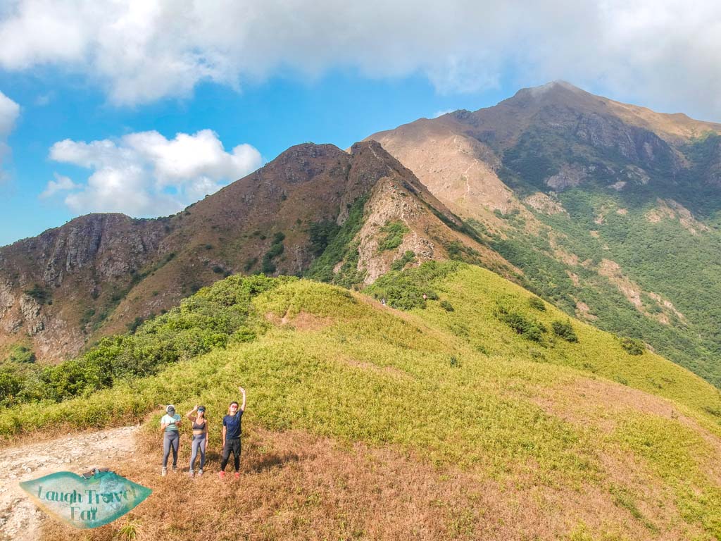 drone shot of junction with east kau nga mid kau nga trail start stop lantau island hong kong - laugh travel eat
