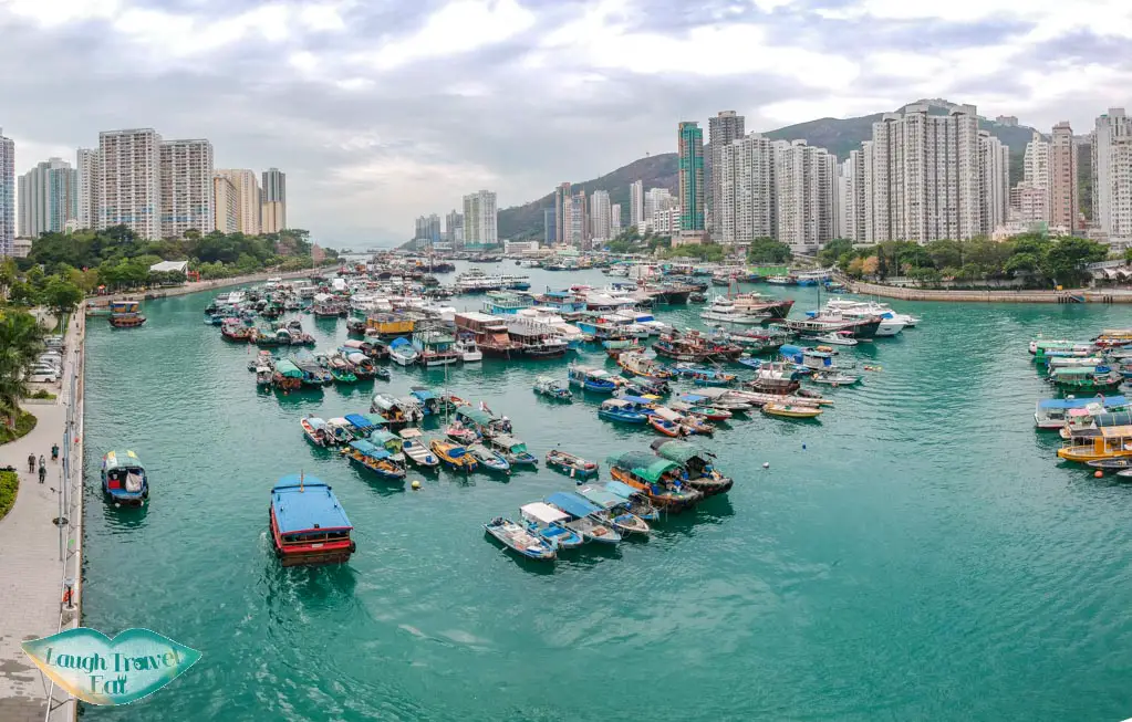 drone shot aberdeen hong kong island hong kong - laugh travel eat