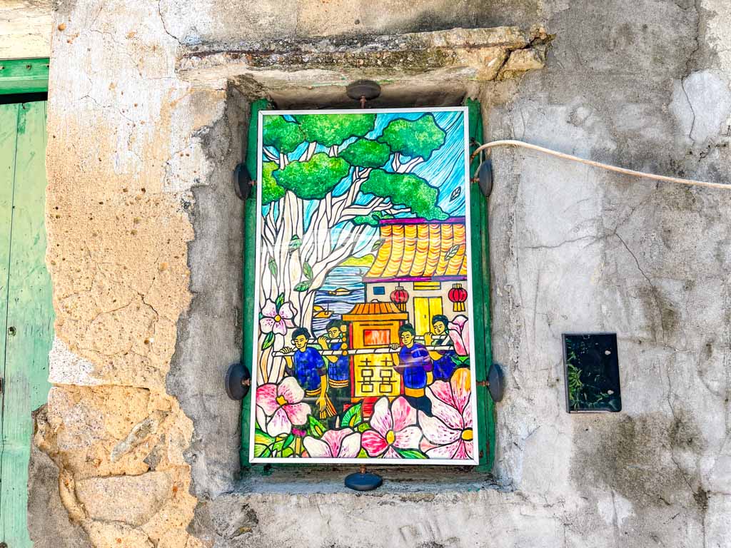stained glass window of hakka culture yim tin tsai sai kung hong kong - laugh travel eat