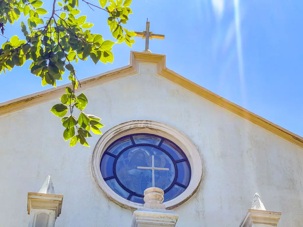 stained glass window st joseph's church yim tin tsai sai kung hong kong - laugh travel eat