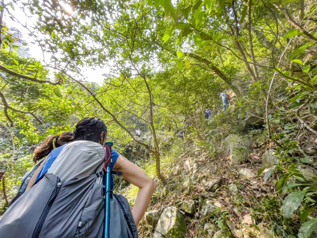 bottom fall to middle fall ng tung chai waterfall hike hong kong - laugh travel eat