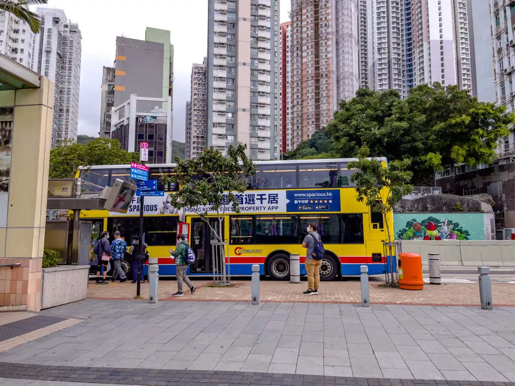 bus stop at aberdeen hong kong - laugh travel eat