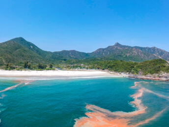 drone shot ham tin beach maclehose trail section 2 hong kong - laugh travel eat