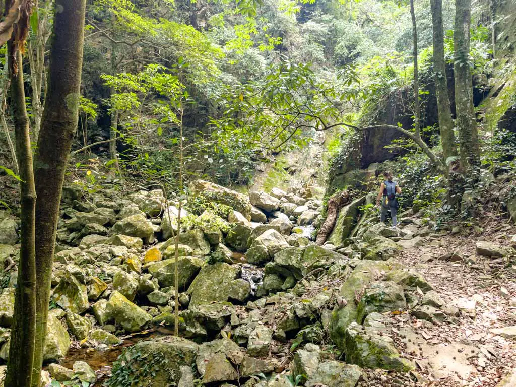middle fall to main fall ng tung chai waterfall hike hong kong - laugh travel eat