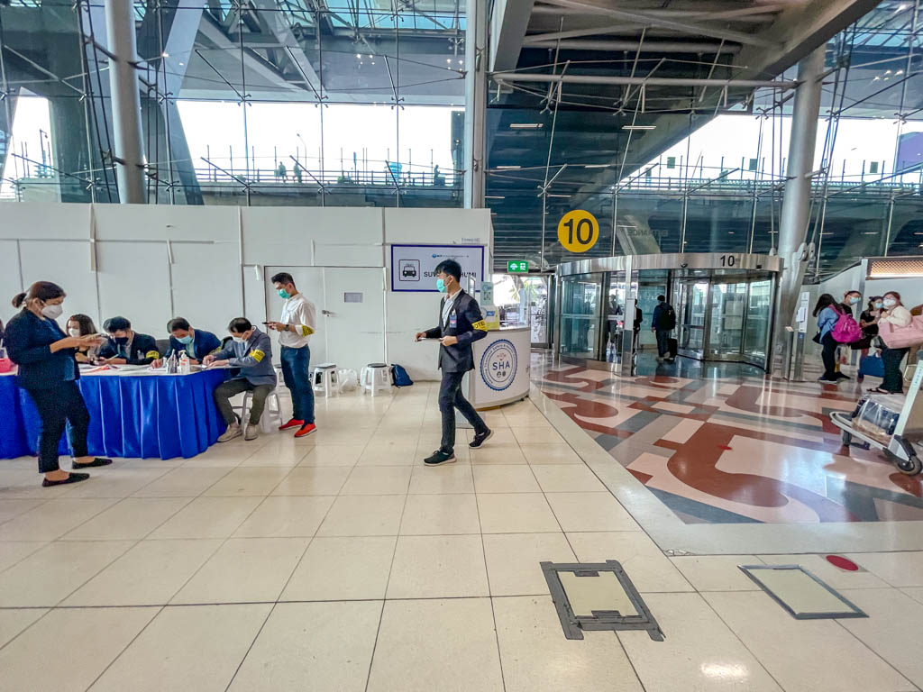 test and go hotel counter by gate 10 Bangkok airport April 2022 Thailand - laugh travel eat