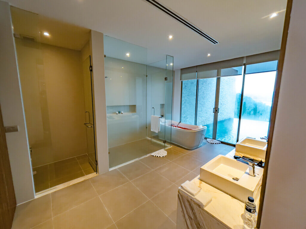 bathroom private pool villa wyndham grand phuket kalim bay phuket thailand - laugh travel eat
