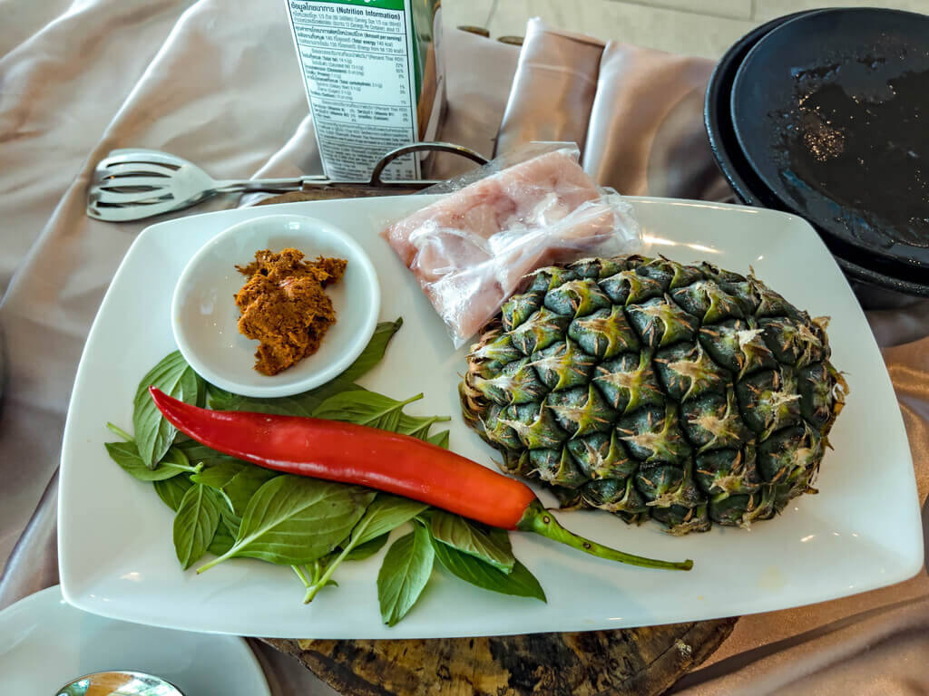 pineapple red curry third course latitude 98 wyndham grand phuket kalim bay phuket thailand - laugh travel eat