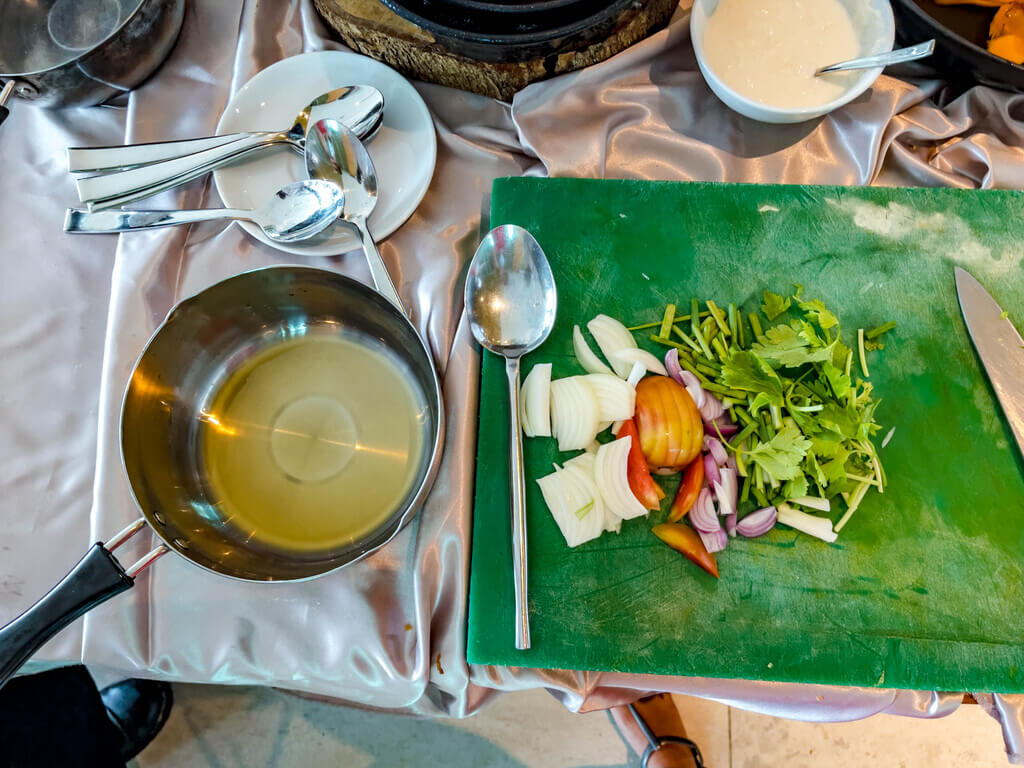 shrimp salad second course latitude 98 wyndham grand phuket kalim bay phuket thailand - laugh travel eat