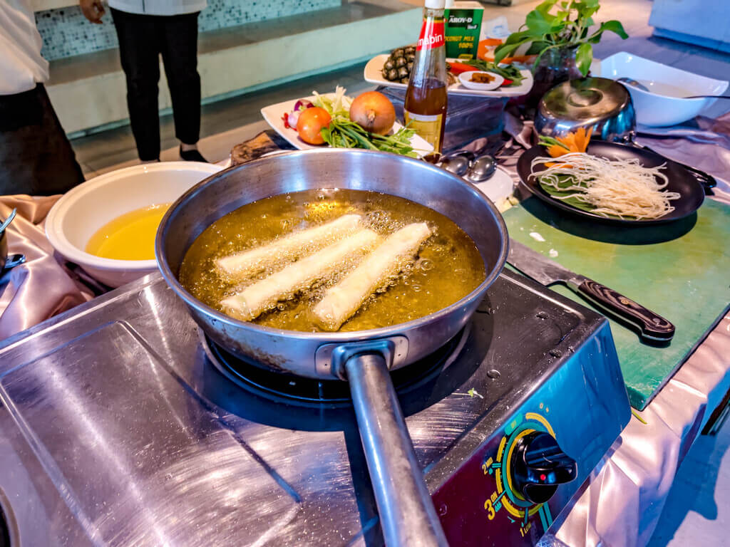 spring roll first course latitude 98 wyndham grand phuket kalim bay phuket thailand - laugh travel eat