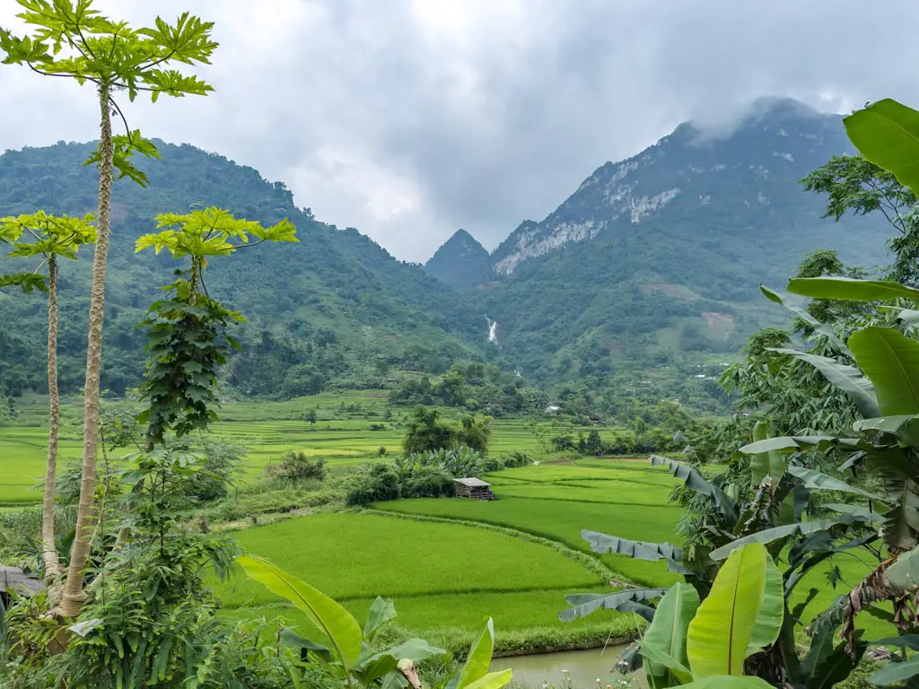 Thac Tat Ma Waterfall view from afar ba be lake view homestay ba be lake ba be national park Vietnam - laugh travel eat