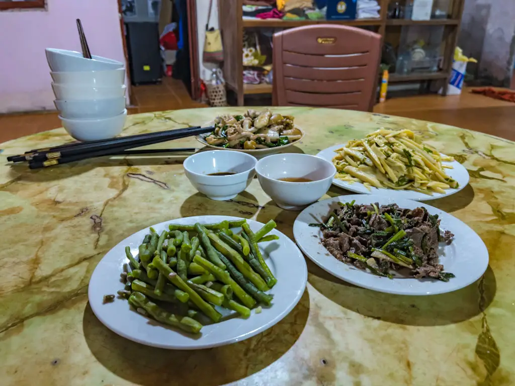 day 1 dinner ba be lake view homestay ba be lake ba be national park Vietnam - laugh travel eat