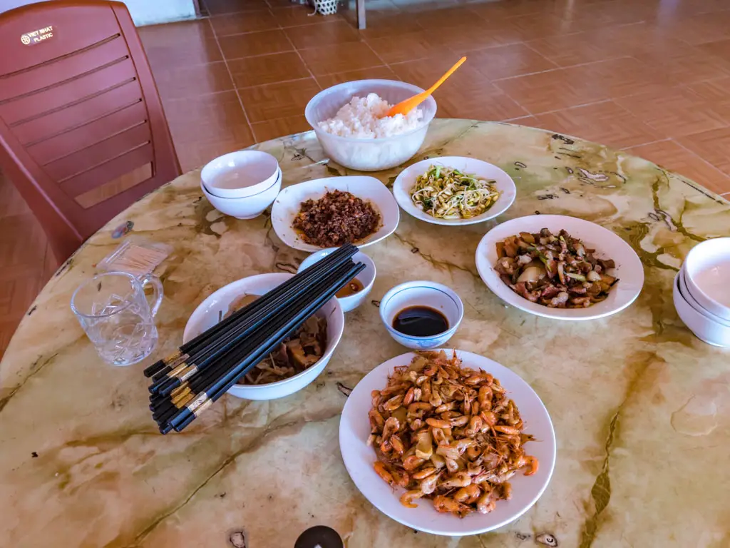 day 1 lunch ba be lake view homestay ba be lake ba be national park Vietnam - laugh travel eat