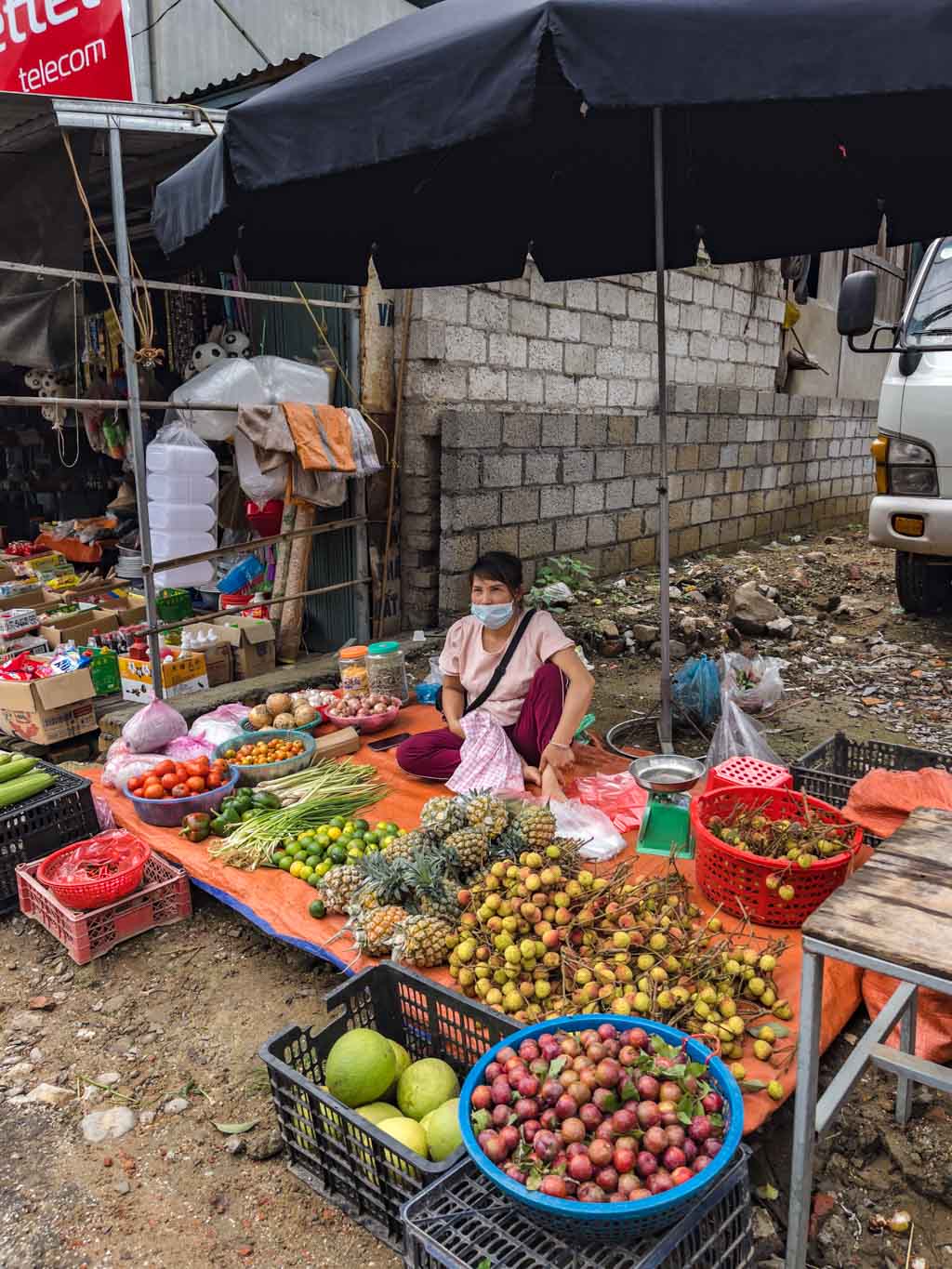 local market on cycling trip ba be lake ba be national park Vietnam - laugh travel eat